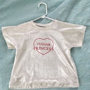 O-mighty “vulgar princess” velvet cropped T-shirt